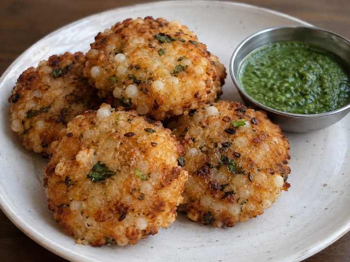 Sabudana Vada served with green chutney
